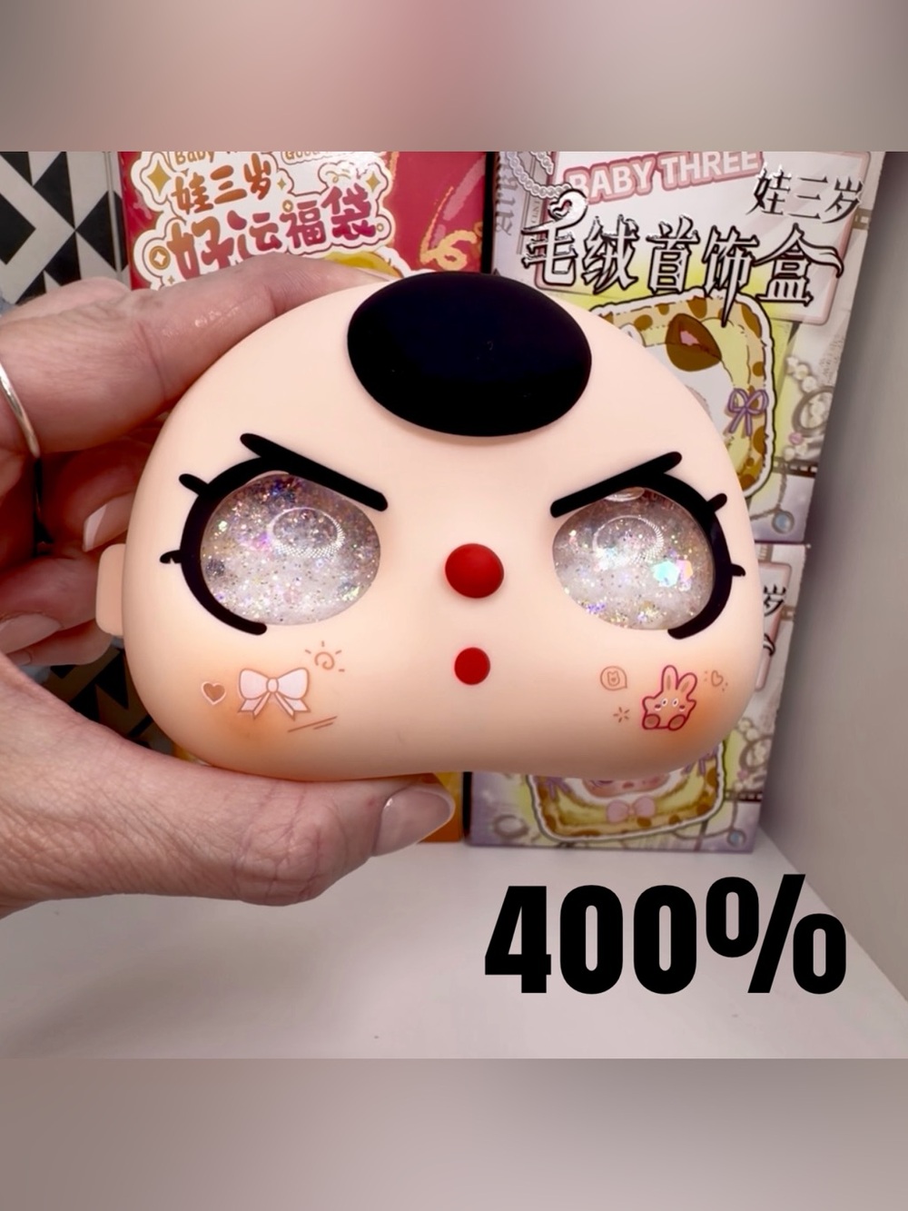 Baby Three 400%  Face Black Hair White Liquid Iridescent Glitter Special Eyes ✨